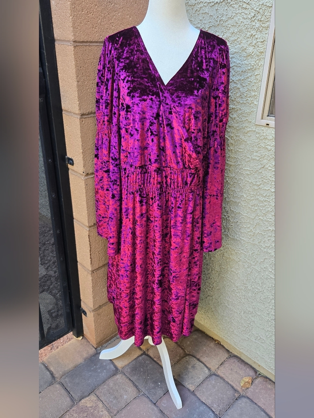 Loulou De La Falaise Vintage Velvet Fuchsia Wrap-Style Dress